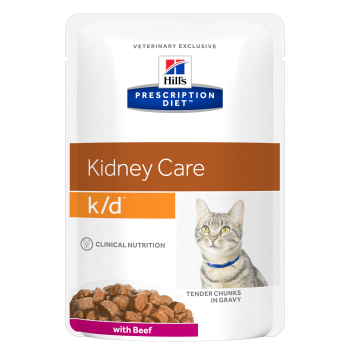 Hill's PD Feline k/d Kidney Care Beef, mokra karma dla kota z chorym nerkami,  12 x 85 g