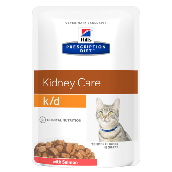 Hill's PD Feline k/d Kidney Care Salmon, saszetki dla kotów z chorymi nerkami, 12 x 85 g