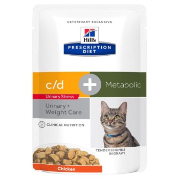 Hill's PD Feline c/d Urinary Stress Metabolic, saszetki dla kotów z problemami urologicznymi, 12x85g