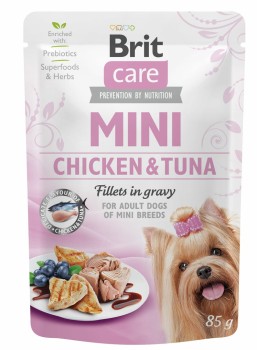 Brit Mini Pouch Chicken Tuna, kawałki w sosie dla psów małych ras, 85 g