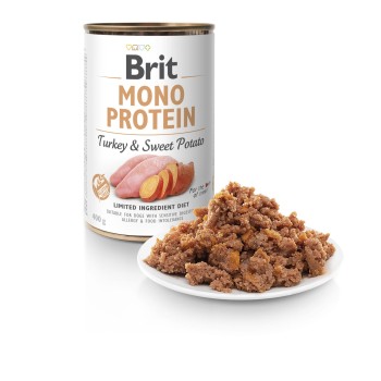 Brit Mono Protein, Turkey & Sweet Potato, indyk, mokra karma z indykiem dla psów, 400 g