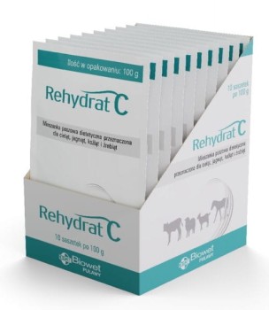 Biowet Rehydrat C, elektrolity z glutaminą dla cieląt, proszek, 10x100g