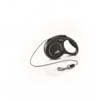 Flexi Classic XS, smycz dla psa do 8 kg, czarna, linka, 3 metry