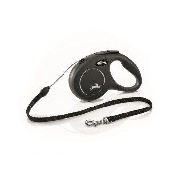 Flexi Classic S, smycz dla psa do 12 kg, czarna, linka, 5 metrów