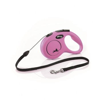 Flexi Classic S,  smycz dla psa do 12 kg, różowa, linka, 5 metrów