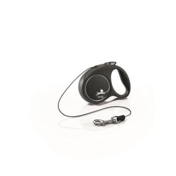 Flexi Black Desing  XS, smycz dla psa do 8 kg, czarna, linka, 3 metry
