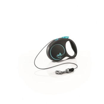 Flexi Black Desing  XS, smycz dla psa do 8 kg, czarno-niebieska, linka, 3 metry