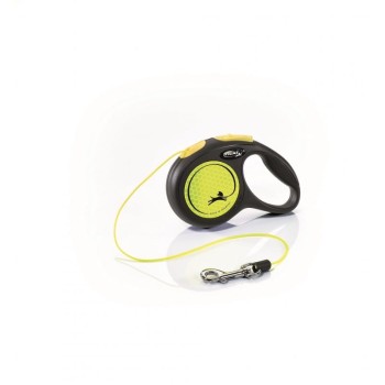 Flexi Classic Neon XS, smycz dla psa do 8 kg, czarno-żółta, linka, 3 metry