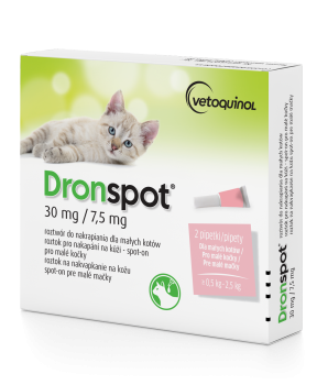 Vetoquinol Dronspot, krople na robaki i pasożyty dla małego kota, 2 sztuki