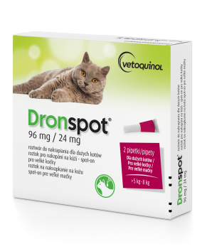 Vetoquinol Dronspot, krople na robaki i pasożyty dla dużego kota, 2 pipety