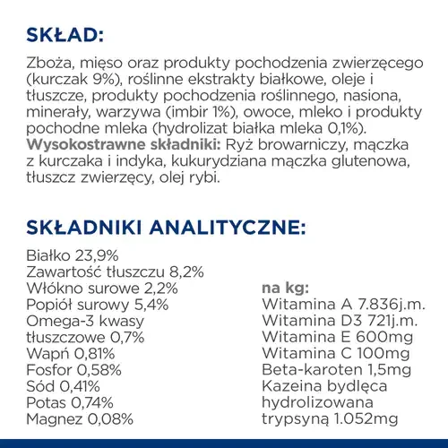 Skład, Hill's PD i/d Stress Mini 1 kg — sucha karma dla psa z zaburzeniami trawienia