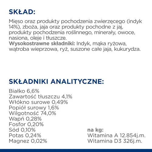 Skład Hill's PD Canine i/d Digestive Care Indyk 360 g puszka — mokra karma dla psa ze schorzeniami żołądkowo-jelitowymi