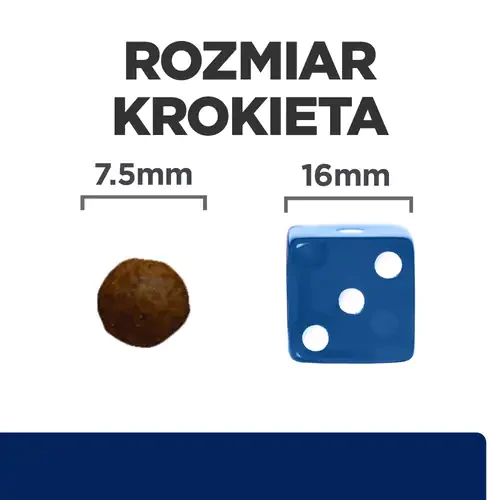Rozmiar krokieta Hill's PD z/d Mini Food Sensitivities — karma dla psa z alergią skórną i nadwrażliwością pokarmową