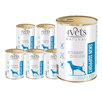 4Vets Natural Dog Skin Support, karma dla psa z problemami skórnymi, 6 x 400 g