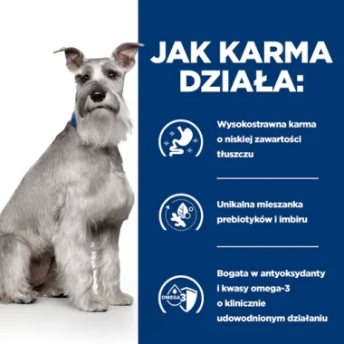 Jak działa Hill's PD Canine i/d low fat 360 g puszka — mokra karma dla psa z zaburzeniami układu pokarmowego