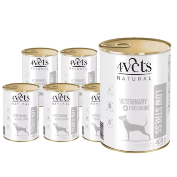 4Vets Natural Dog Low Stress, mokra karma w puszce dla psa na stres, 6 x 400 g