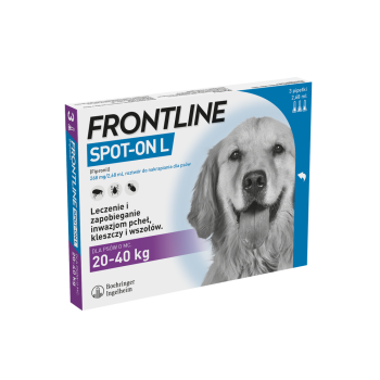 Boehringer Frontline Spot on pies L, preparat od pcheł i kleszczy dla psów 20 - 40 kg, 3 sztuki