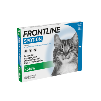 Boehringer Frontline Spot on kot, preparat od pcheł i kleszczy dla kotów, 3 sztuki