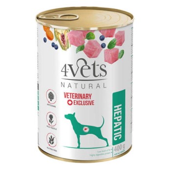 4Vets Natural Dog Hepatic, mokra karma dla psów z chorobami wątroby, 400 g