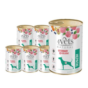 4Vets Natural Dog Hepatic, mokra karma dla psów z chorą wątrobą, 6 x 400 g