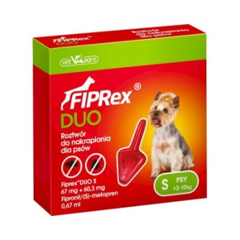 VetAgro Fiprex Duo S Pies 2-10 kg, krople na pchły i kleszcze, 1 pipeta