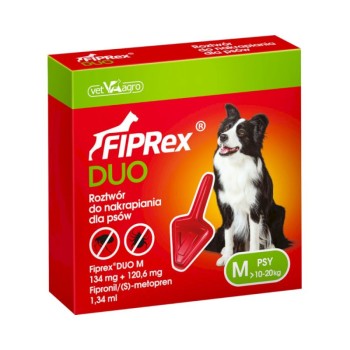 VetAgro Fiprex Duo M, krople na pchły i kleszcze dla psa 10-20 kg, 1 pipeta