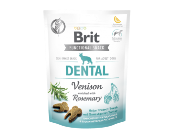 Brit Dog Functional Snack Dental Venison, przysmak dla psów wspierający zdrowie jamy ustnej, 150 g
