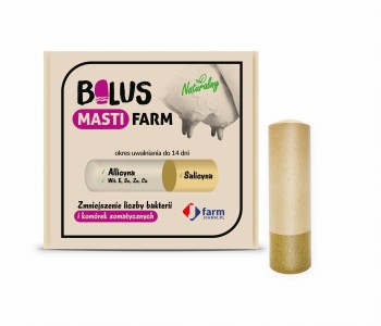 JFarm Masti Farm Bolus, dla krów na komórki somatyczne, czosnek, z allicyną, 4 sztuki