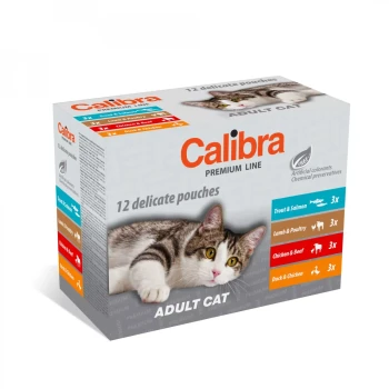 Calibra Premium Cat Adult, mokra karma w saszetkach dla dorosłego kota, 12 x 100g