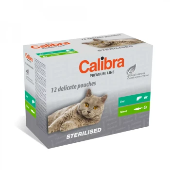 Calibra Cat Multipack Sterilised, zestaw saszetek dla sterylizowanego kota, 12 x 100 g