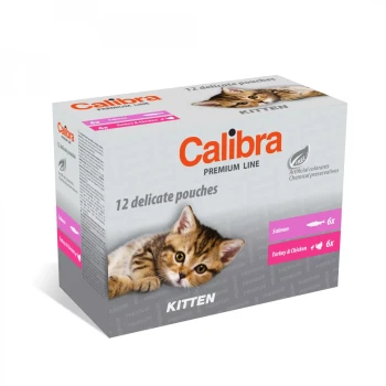 Calibra Kitten Cat, karma w saszetkach dla kociąt,  12 x 100 g