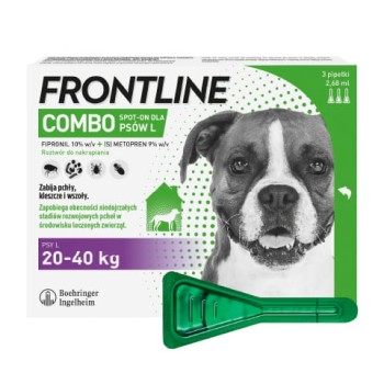 Boehringer Frontline Combo Spot-On Pies L, preparat od pcheł i kleszczy dla psów 20-40 kg, 3 pipety