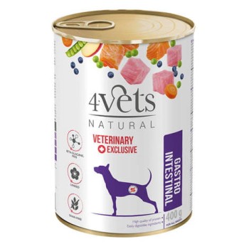 4Vets Natural Dog Gastro Intestinal, mokra karma dla psów z problemami trawiennymi, 400 g