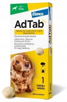 Elanco AdTab, tabletka na pchły i kleszcze dla psów o wadze 11 - 22 kg
