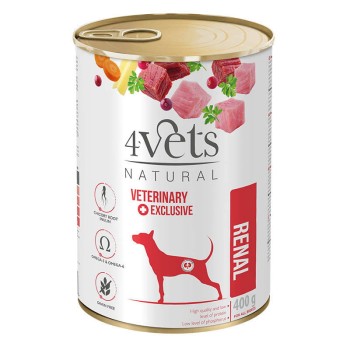 4Vets Natural Dog Renal, mokra karma dla psa z niewydolnością nerek, 400 g