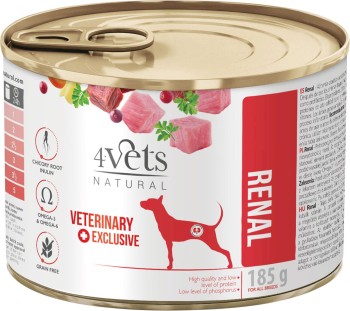 4Vets Renal, mokra karma dla psów z niewydolnością nerek, 185g