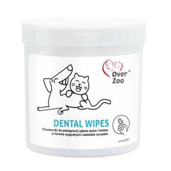 Over Zoo Dental Wipes, chusteczki do pielęgnacji zębów dla psa i kota, nakładki na palec, 50 sztuk