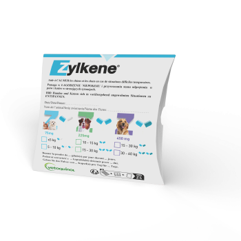 Vetoquinol Zylkene 225 mg, naturalny suplement uspokajający dla psów o masie 10–30 kg, 10 tabletek