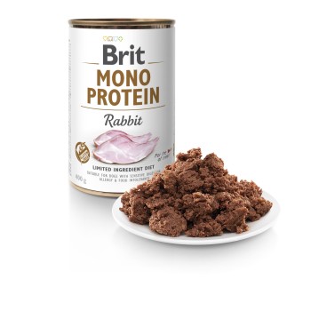 Brit Mono Protein Królik, pełnoporcjowa, monobiałkowa karma mokra dla psów dorosłych z alergiami i nietolerancjami pokarmowymi, 400 g