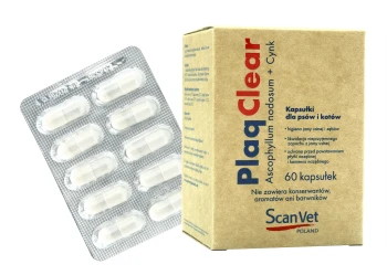 PlaqClear – kapsułki wspomagające higienę jamy ustnej psów i kotów, 60 kapsułek