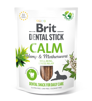 Brit Dental Stick Calm 251 g , przysmak dentystyczny dla psa z konopiami i serdecznikiem, na stres