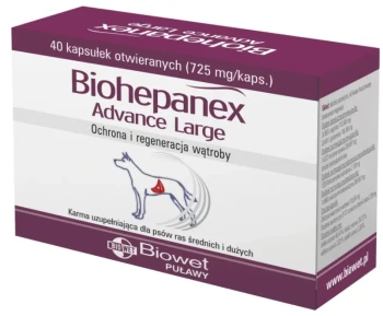Biohepanex Advance Large, 40 kapsułek,  kapsułki wspierające wątrobę dla psów średnich i dużych