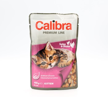 Calibra Kitten Turkey & Chicken, saszetki z indykiem dla kociąt, 100 g
