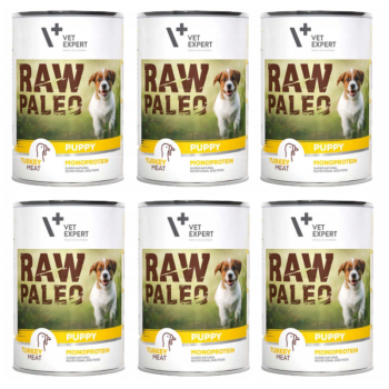 VetExpert Raw Paleo Puppy Dog Turkey, mokra karma dla szczeniąt, 6 x 400g