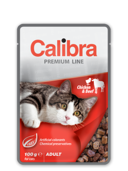 Calibra Cat Chicken Beef, mokra karma w saszetkach dla kota, 100 g