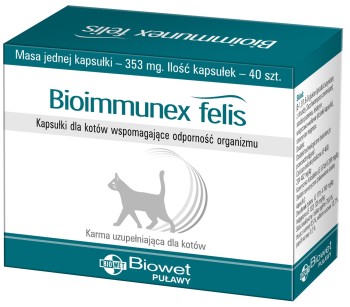 Biowet Bioimmunex Felis, suplement stymulujący odporność dla kotów, 40 kapsułek