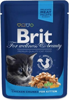 Brit Premium Chicken Chunks, mokra karma w saszetkach dla kociąt, 100g