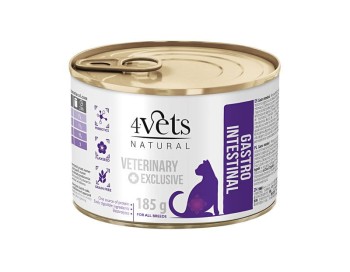 4Vets Natural Gastro Intestinal Cat, mokra karma dla kota na żołądek i jelita, 185g