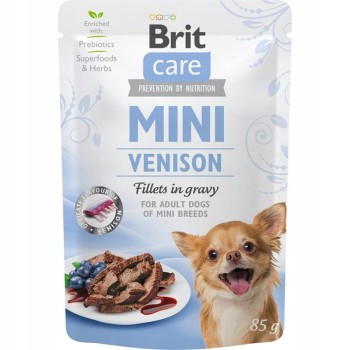 Brit Mini Pouch Venison, mokra karma dla psów małych ras, 85 g
