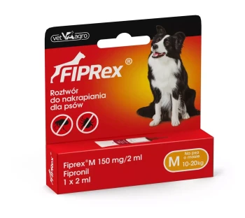 Vet-Agro Fiprex M Pies 10-20 kg, krople na pchły i kleszcze, 1 sztuka